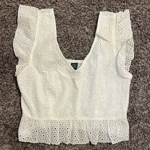 White eyelet crop top
